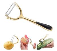 Vegetable Peelers for Kitchen, Y Shape Potato Carrot Peeler Hand, Efficient Fruit Peeling, Peeling Tool with Potato Eye Remover, Ergonomic Handle (Gold-Flat Blade)