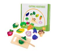 Vegetable Playset - Smooth Wood Finish, Magnetic Cut Design | Imaginative Kitchen Activity with Portable for Motor Skills and Creative Fun in Early Childhood Education -edu