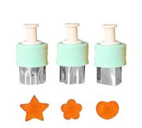 Vegetable Shape Cutter, 3pc Small Fruit Cookie Stamp, Lunch Mold | Fun Cutout Design Shapes, Smooth Edged Comfort Hand Guard, Easy Homemade Baking Box Lunch Meal Prep Creation