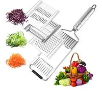 Vegetable Slicer Multi Purpose 3 in 1 Potato Onion Cheese Grater Cutter Stainless Steel Kitchen Mandoline with Handle Food Spiralizer for Vegetable