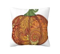 Vegetable Soft Pillow Covers, Modern Sofa Throw Pillow Cover,Pumpkin Flowers Paisley Forms,Decorative Outdoor Pillow Case for Couch Bed Car for Home,Dark Orange Green 24 x 24 inch