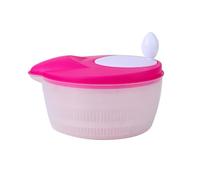 Vegetable spin dryer, Salad Spinner Multi-functional semi-automatic dishwashing draining basket double-layer plastic kitchen vegetable dehydrator Vegetable Drainer(Pink)