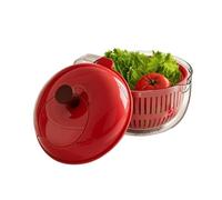 Vegetable Spinner Dryer Colander, Hand Crank Salad Washer Basket | Manual High Speed Kitchen Lettuce Dryer with Strainer Lid for Fresh Salad Fruit Preparation(Red)
