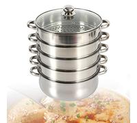 Vegetable Steamer, 5 Tier Stainless Steam Cooker, Stainless Steam Cooker Steamer Pan Cooking Food Vegetable Soup Pot, Vegetable Meat Soup Pot Heating Pot (28cm)