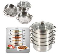 Vegetable Steamer, 5 Tier Stainless Steam Cooker, Stainless Steam Cooker Steamer Pan Cooking Food Vegetable Soup Pot, Vegetable Meat Soup Pot Heating Pot (30cm)