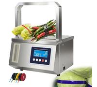 Vegetable strapping machine220V/110V,stainless steel,adjustable tension,Auto Heat-Seal OPP Strapping Machine,for farm packaging, commercial kitchen use, fresh produce bundling 110V60Hz