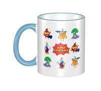 Vegetable Superman Dual-Sided Edge-Color Ceramic Mug - Premium Handcrafted Ceramic Coffee Mug With Vibrant Full-Edge Printed Design, Smooth Rim & Ergonomic Arc Handle For Home, Office & Gifting