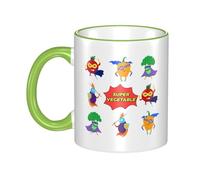 Vegetable Superman Dual-Sided Edge-Color Ceramic Mug - Premium Handcrafted Ceramic Coffee Mug With Vibrant Full-Edge Printed Design, Smooth Rim & Ergonomic Arc Handle For Home, Office & Gifting