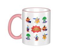 Vegetable Superman Dual-Sided Edge-Color Ceramic Mug - Premium Handcrafted Ceramic Coffee Mug With Vibrant Full-Edge Printed Design, Smooth Rim & Ergonomic Arc Handle For Home, Office & Gifting