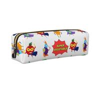 Vegetable Superman Minimalist Leather Zip Pencil Case â€“ Premium Cross-Grain Pvc Leather Organizer For Pens, Art Supplies & Daily Essentials â€“ Compact, Stylish & Durable School/Office/Travel Pouch