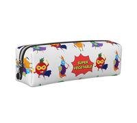 Vegetable Superman Minimalist Leather Zip Pencil Case â€“ Premium Cross-Grain Pvc Leather Organizer For Pens, Art Supplies & Daily Essentials â€“ Compact, Stylish & Durable School/Office/Travel Pouch