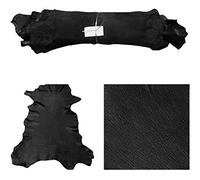 Vegetable Tanned Leather Goat Hide Semi-Firm Feel Full Grain Genuine Leather Suitable for Leathercrafts Bookbinding Garments (Black)