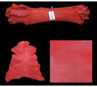 Vegetable Tanned Leather Goat Hide Semi-Firm Feel Full Grain Genuine Leather Suitable for Leathercrafts Bookbinding Garments (Red)