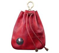 Vegetable-Tanned Leather Key Holder, Distressed Cowhide Coin Card Wallet, Multifunctional Mini Pouch for Car Keys Freeing Hands(Rot)