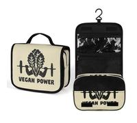 Vegetable Veggie Vegan Power Travel Toiletry Bag Full Print Wash Makeup Bag Portable Cosmetic Organizer with Hook Handbag