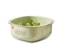 Vegetable Washing Basket Plastic Multifunctional Kitchen Tool Double Layer Draining Basket with Strainer for Fruits Vegetables Dishwashing 25.5x22.5x10.5cm