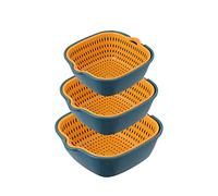 Vegetable Washing Baskets in The Kitchen Fruit Baskets Multi-layer Stackable Vegetable Sinks, Strainer and Washing Fruits and Vegetables Kitchen Colander Set (Blue Yellow)