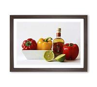 Vegetables Ingredients Framed Print | A2 Walnut Framed Wall Art | Ready to Hang | Modern Food Picture | Living Room Bedroom Lounge Office