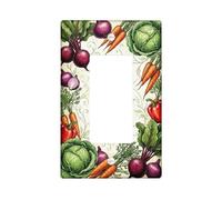 Vegetables Kitchen Single Rocker Light Switch Cover, Botanical Rustic Carrots Cabbage Harvest Green Plastic Standard Size Switch Plate Decorative for Home Living Room New Apartment Decor