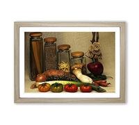 Vegetables & Pasta Ingredients Framed Print | A2 Oak Framed Wall Art | Ready to Hang | Modern Food Picture | Living Room Bedroom Lounge Office
