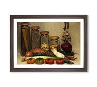 Vegetables & Pasta Ingredients Framed Print | A2 Walnut Framed Wall Art | Ready to Hang | Modern Food Picture | Living Room Bedroom Lounge Office