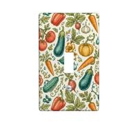Vegetables Single Light Switch Cover Plate, Rustic Vintage Flowers Leaves Fall Green Plastic Standard Size Wall Switch Plates Accents for New Apartment Home Bedroom Office Decor (Single)