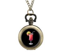 Vegetarian Alcoholic Drink Cocktail Vintage Pocket Watch Alloy Pendant Watches Necklace Gift for Men Women Coppery-Style