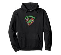 Vegetarian Colorful Veggie Heart Art Pullover Hoodie