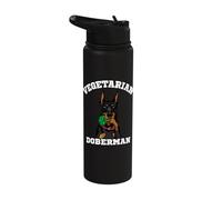 Vegetarian Doberman Pinscher Dobie Eating Vegetable Vegan Stainless Steel Insulated Water Bottle