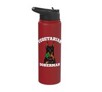 Vegetarian Doberman Pinscher Dobie Eating Vegetable Vegan Stainless Steel Insulated Water Bottle