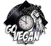 Vegetarian Gift Vintage Black Vinyl Record Wall Clock Wall Art 3D Modern Design Office Bar Room Home Decor Gift
