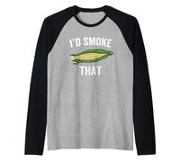 Vegetarian Vegan I'd Smoke that Corn On The Cob Funny Raglan Baseball Tee