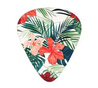 Vegetation Leaves With Hibiscus Flowers Acoustic Guitar Picks - Premium Guitar Plectrum For Bass And Electric Guitar