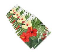 Vegetation Leaves with Hibiscus Flowers Car Air Freshener Cards for Women Men 4 Pack Cute Car Accessories Long Lasting Scent Car Diffuser Hanging Auto Aromatherapy Tablets Car Fresheners Gifts
