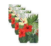 Vegetation Leaves with Hibiscus Flowers Car Air Freshener Cards for Women Men 4 Pack Cute Car Accessories Long Lasting Scent Car Diffuser Hanging Auto Aromatherapy Tablets Car Fresheners Gifts