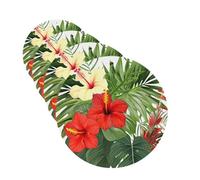 Vegetation Leaves with Hibiscus Flowers Car Air Freshener Cards for Women Men 4 Pack Cute Car Accessories Long Lasting Scent Car Diffuser Hanging Auto Aromatherapy Tablets Car Fresheners Gifts