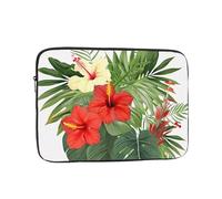 Vegetation Leaves with Hibiscus Flowers Laptop Case 13 inch, Shockproof Protective Computer Sleeve Cover Water Resistant Laptop Bag Carrying Tablet Cover Briefcase Handbags Gifts for Men Women