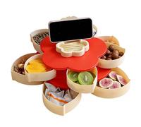 Veggie Serving Tray - Petal-Shaped Rotating Divided Snack Platter | ABS Rotating Storage Box | Multi-Use Snack Tray - Brunch Lunch Dinner Bar Party
