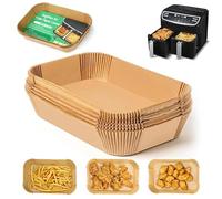 VegiMax 100 Pcs Air Fryer Liners | Paper Disposable Parchment Dinner Plates | Non-Stick Food Trays with Lids | Eco-Friendly Plates | Fryer Accessories | Best for Ninja, Salter & Dual Zone Air Fryer