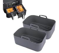 VegiMax 2pcs Reusable Silicone Pots for Ninja Dual Air Fryer - Non-stick Silicone Liners for Double Basket Air Fryers, Oven, and Microwave Use - Perfect Gift Christmas- Essential Air Fryer Accessories