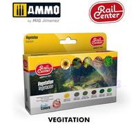 VEGITATION set Acrylic Colours 6 17ml jars paint AMMO RAIL CENTRE R-1021