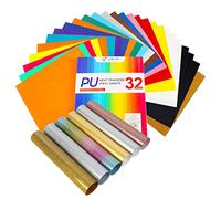 VEGIXO Heat Transfer Vinyl Sheets - Pack of 32 Pcs, 12"x10" Iron on Vinyl for Cricut & Cricut Heat Press, HTV Vinyl is Easy to Cut & Weed, Design Your T-Shirts & Crafts with Vinyl