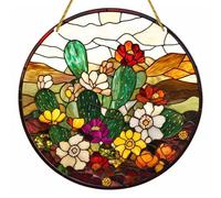 VEGlkj Acrylic Window Hanging Colourful Elephants Decorative Stained Panel for Indoor Outdoor Home Office Garden Window Decor 8 Inch