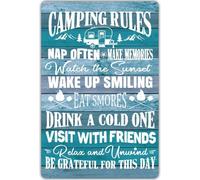 VEGlkj Cabin Rules Metal Tin Sign Wall Decor Cabin Sign for Home RV Farmhouse Cabin Decor Camper Lovers Gifts 8x12 in