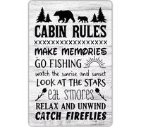 VEGlkj Cabin Rules Metal Tin Sign Wall Decor Cabin Sign for Home RV Farmhouse Cabin Decor Camper Lovers Gifts 8x12 in