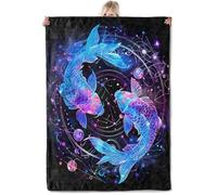 VEGlkj Cosmic Dragon Flannel Blanket 50x60in,Mystical Purple and Bluewith Majestic Animal and Starry Sky,Soft Lightweight Throw for Teens,Gamers,Magic Fans Decor Gifts Blankets