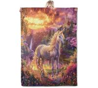 VEGlkj Cosmic Dragon Flannel Blanket 50x60in,Mystical Purple and Bluewith Majestic Animal and Starry Sky,Soft Lightweight Throw for Teens,Gamers,Magic Fans Decor Gifts Blankets