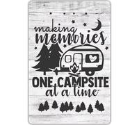 VEGlkj Funny Camping Quote Sign Making Memories One Campsite at a Time Metal Tin Sign Wall Decor Farmhouse Rustic Camping Signs for Home Rv Cabin Garage Men Cave Yard Decor Camper Gifts 8x12 in