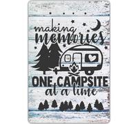 VEGlkj Funny Camping Quote Sign Making Memories One Campsite at a Time Metal Tin Sign Wall Decor Farmhouse Rustic Camping Signs for Home Rv Cabin Garage Men Cave Yard Decor Camper Gifts 8x12 in
