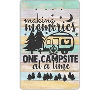 VEGlkj Funny Camping Quote Sign Making Memories One Campsite at a Time Metal Tin Sign Wall Decor Farmhouse Rustic Camping Signs for Home Rv Cabin Garage Men Cave Yard Decor Camper Gifts 8x12 in